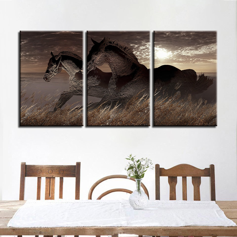 Running Horses on Canvas