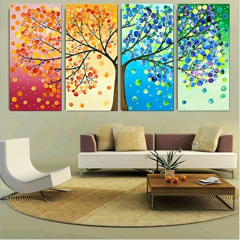 Different Colored Tree on Canvas