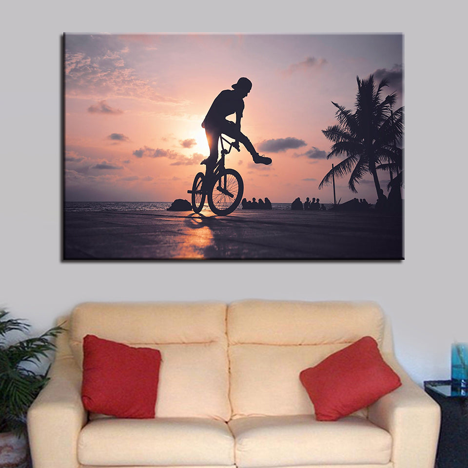 Bicycle at Sunset on Canvas