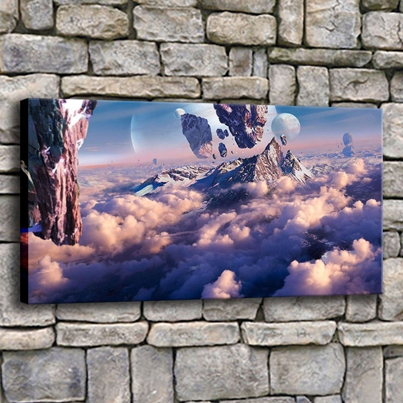 Mountain Above Clouds on Canvas
