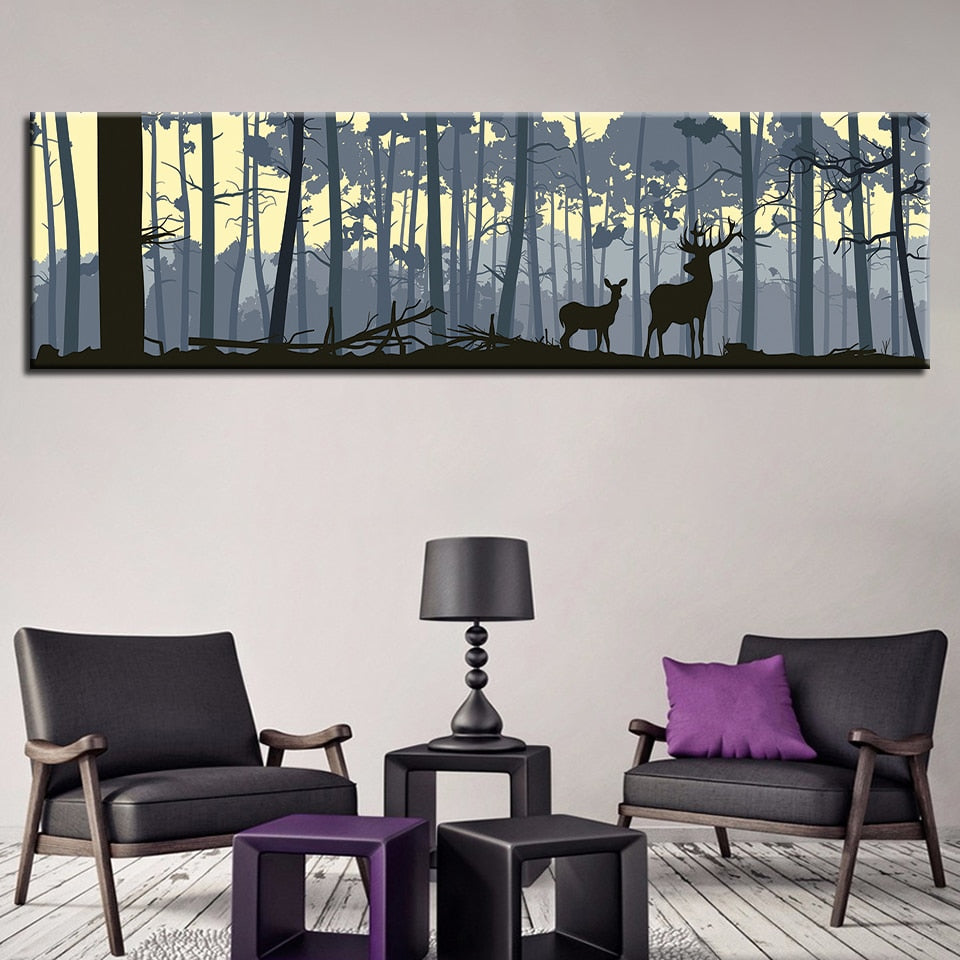 Deers at Forest on Canvas