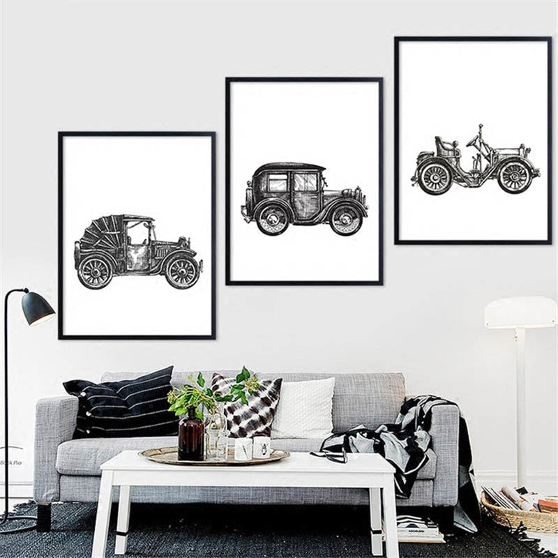 Black And White  Cars Poster